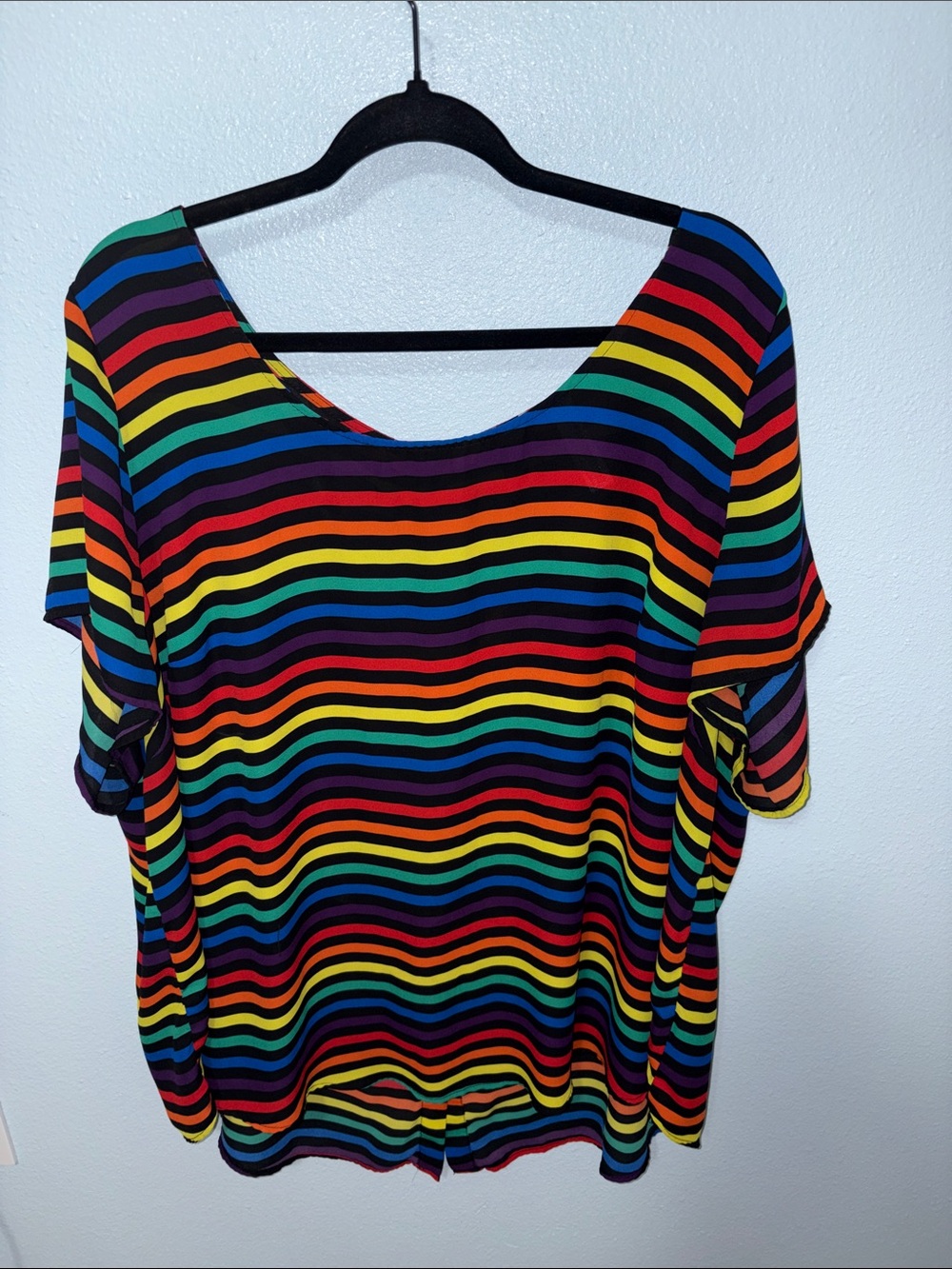 TORRID Rainbow Striped Blouse Button Down Back Size 4 (4x)